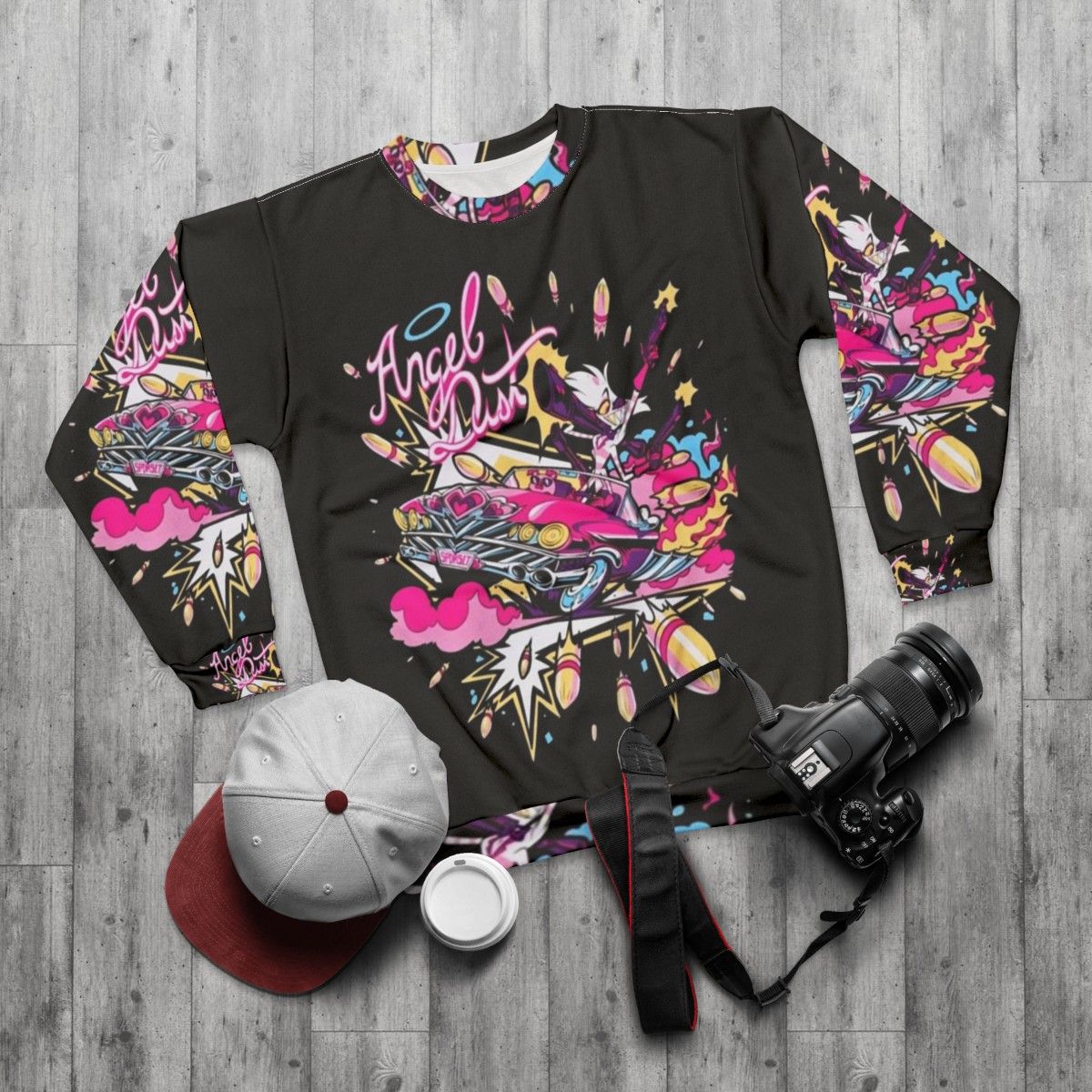 Hazbin Hotel Angel Dust Inspired Sweatshirt - flat lay