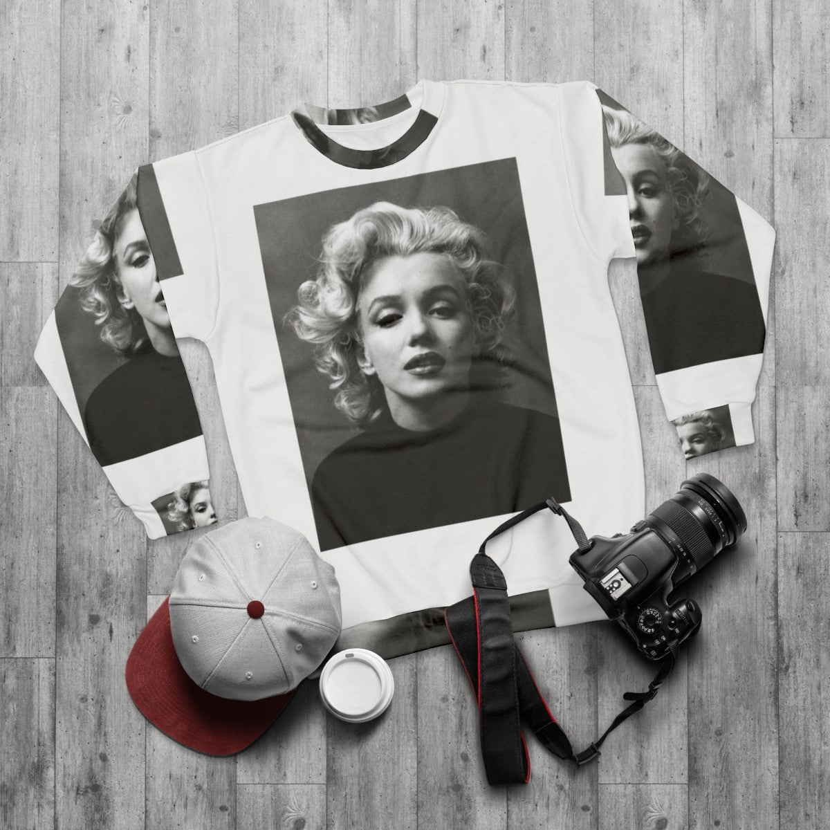 Vintage Marilyn Monroe Black and White Sweatshirt - flat lay