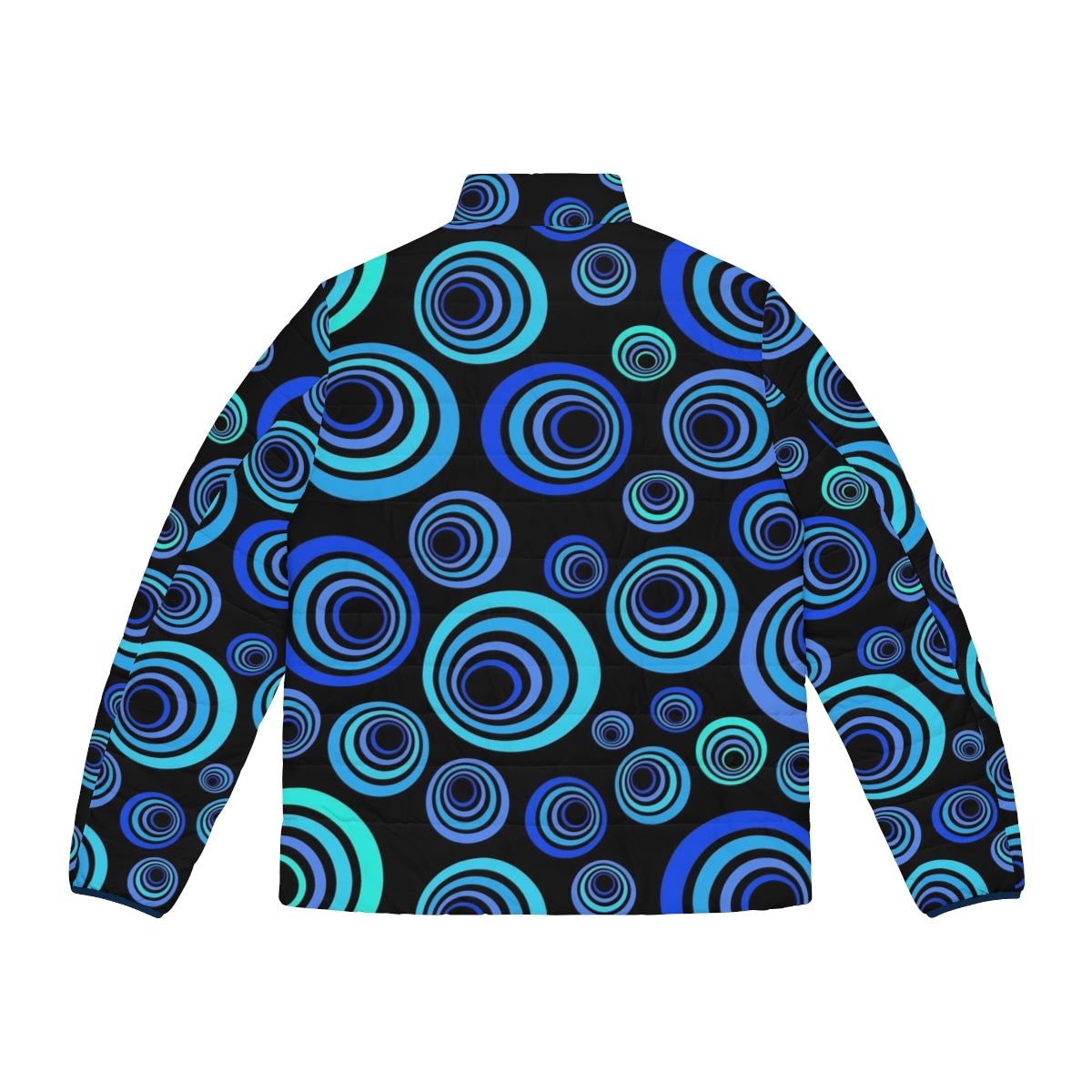 Retro blue abstract puffer jacket - Back