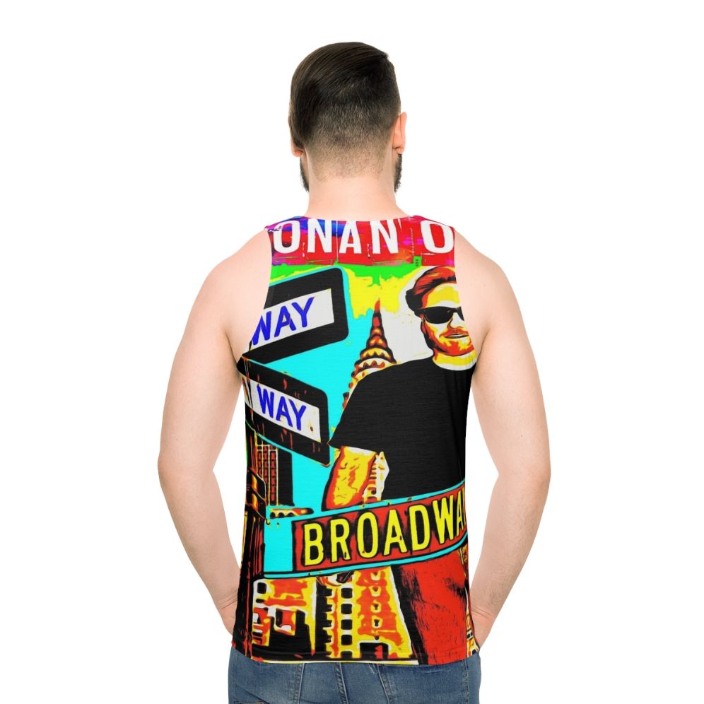 Conan O'Brien watercolor portrait unisex tank top - men back