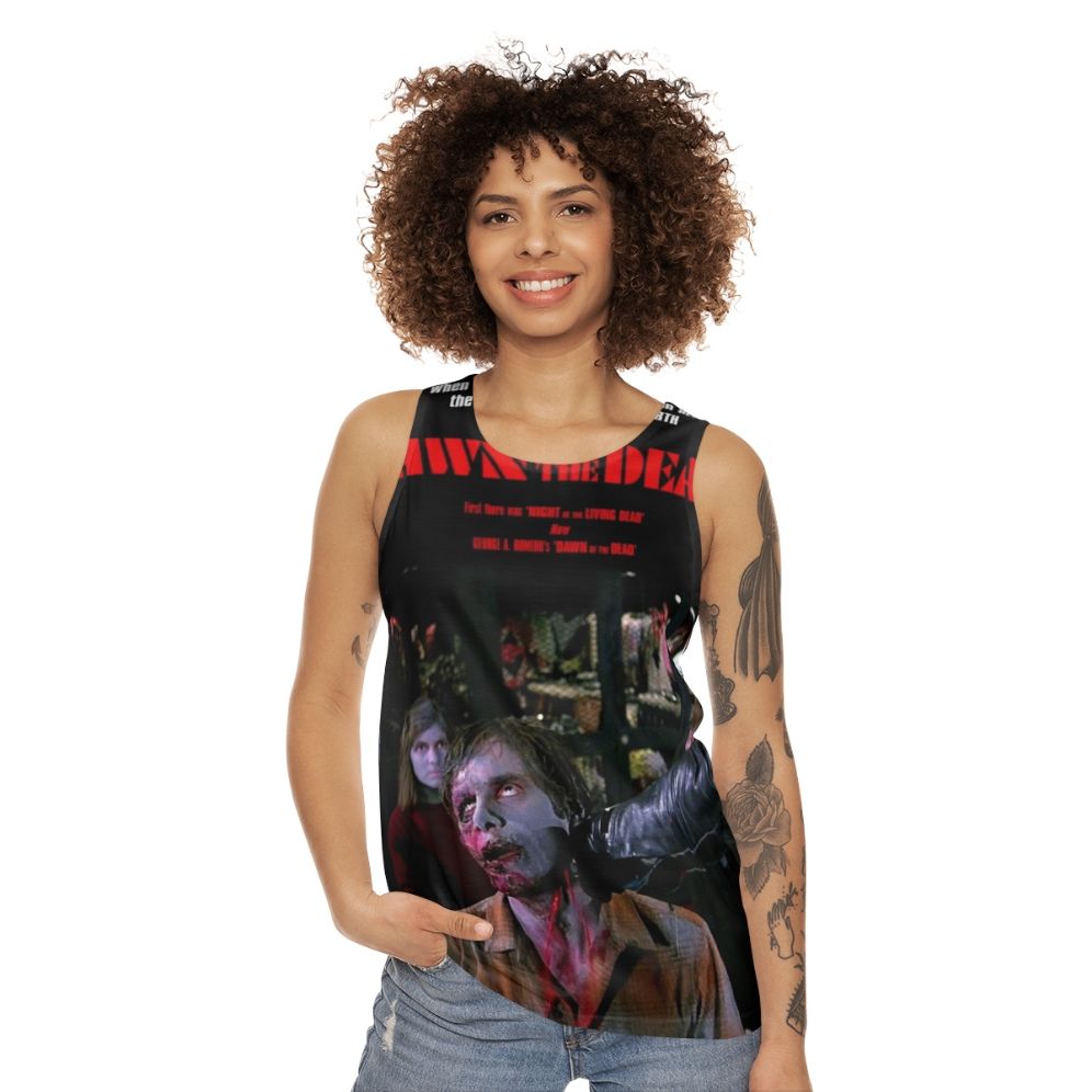 Dawn Of The Dead Unisex Tank Top featuring zombie design - women