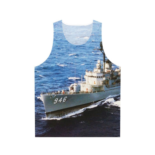 Unisex Navy Tank Top with USS Edson DD 946 Design