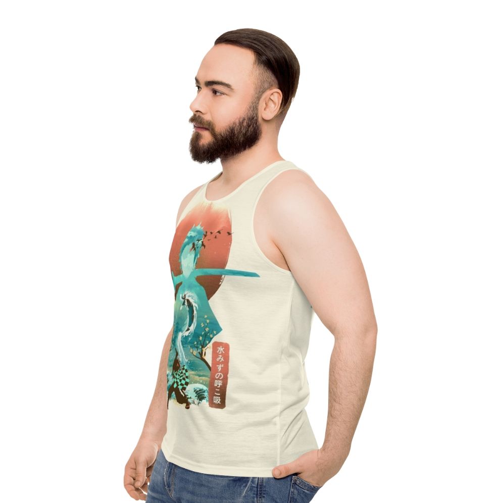 Ukiyo-E Inspired Water-Themed Unisex Tank Top - men side