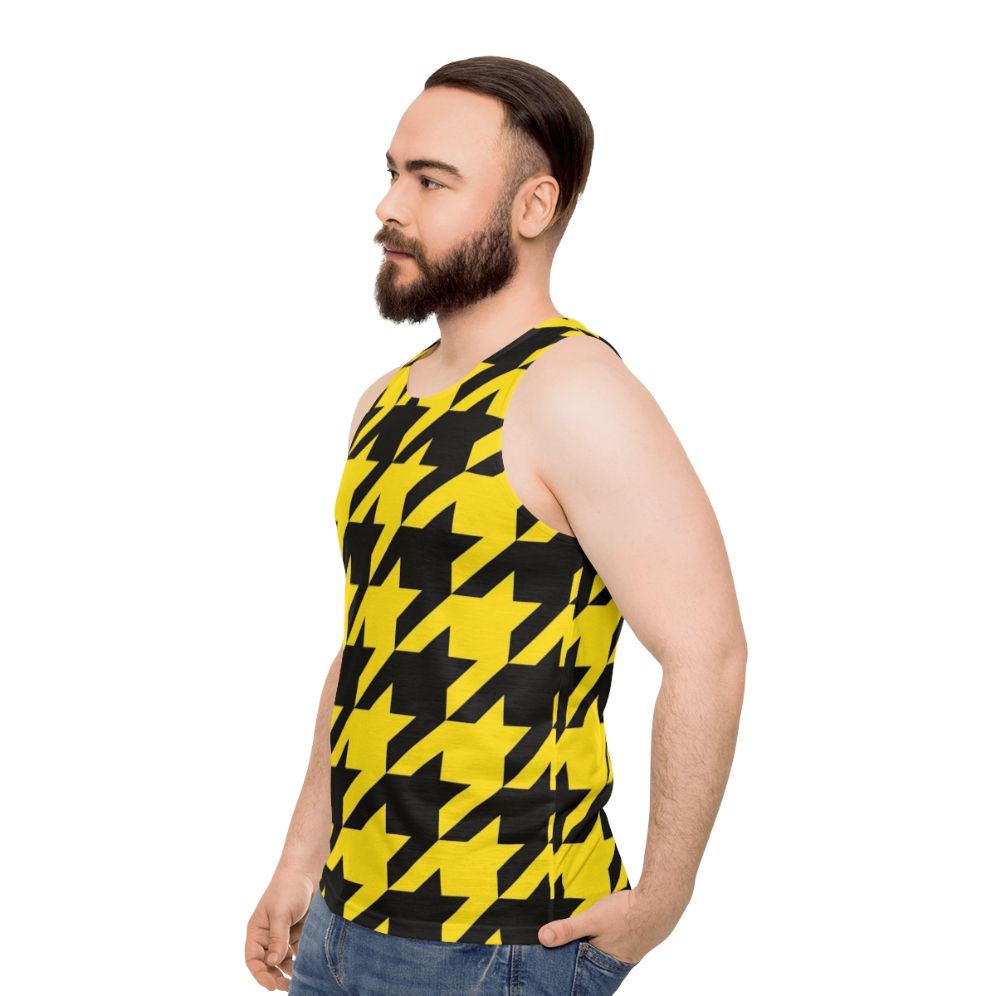 Unisex houndstooth black and yellow tank top - men side