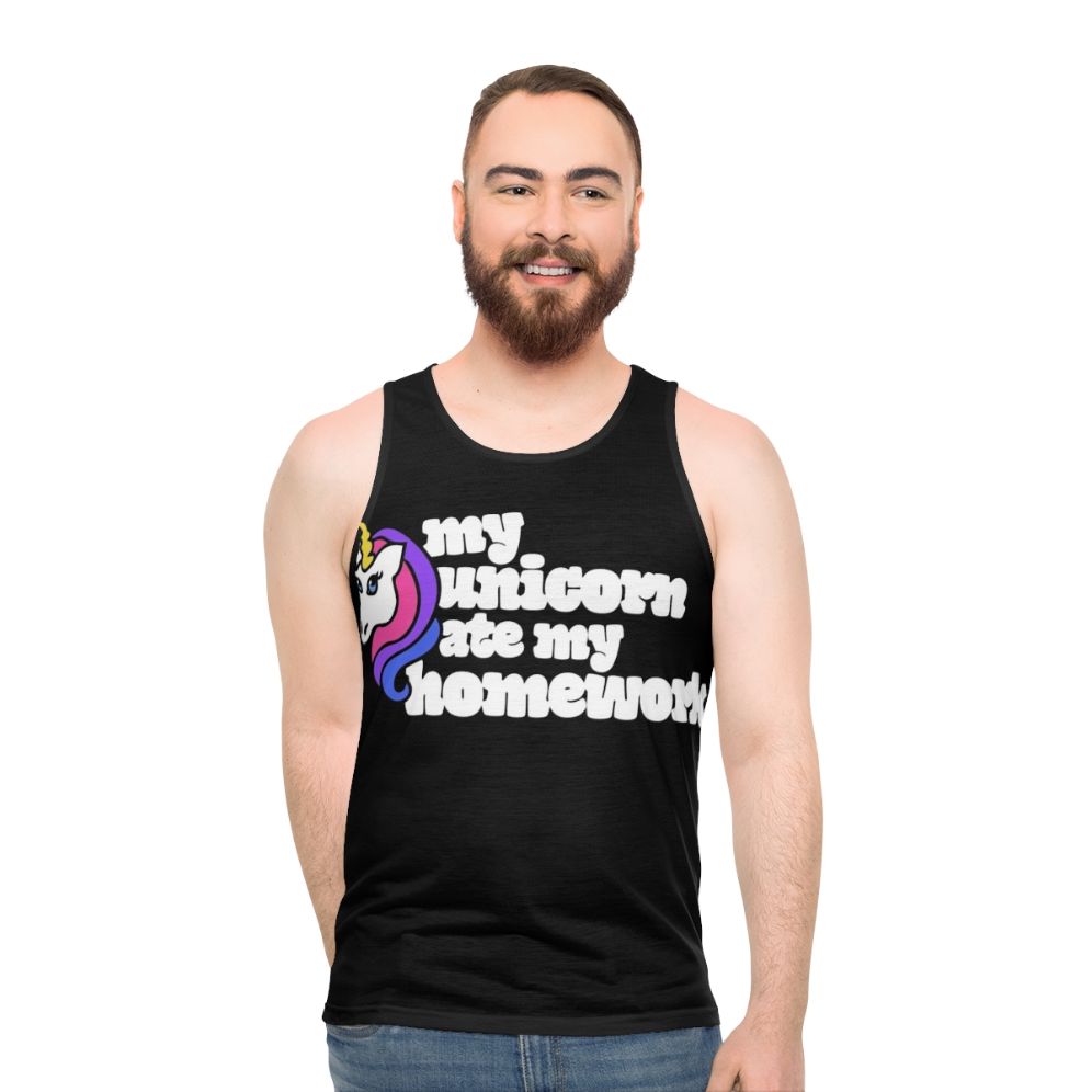 Unicorn Homework Unisex Retro Tank Top - men