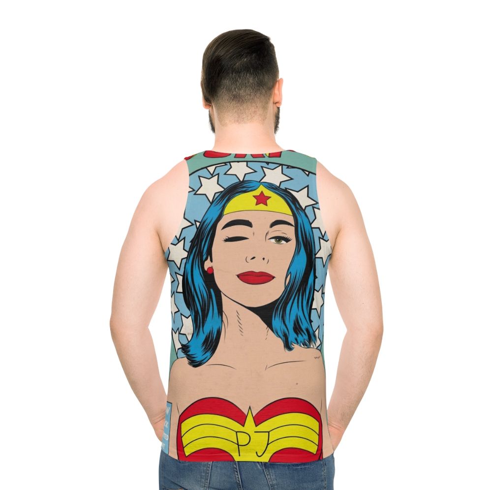 Superhero PJ Harvey Unisex Tank Top - men back