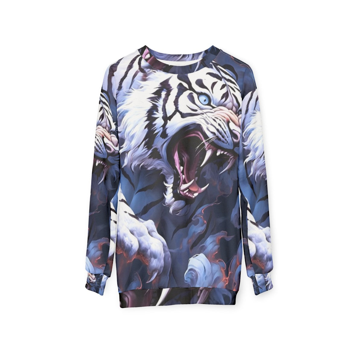 White tiger legendary animal print on sweatshirt - hanging