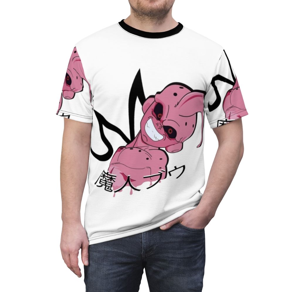 Majin Buu inspired anime t-shirt design with vibrant colors - men front