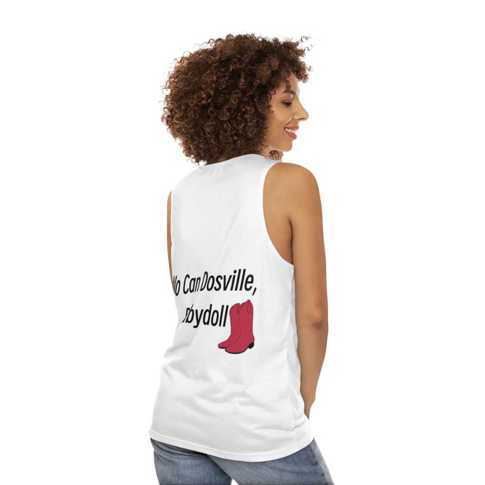 Unisex "No Can Dosville Babydoll" Tank Top from HIMYM - women back