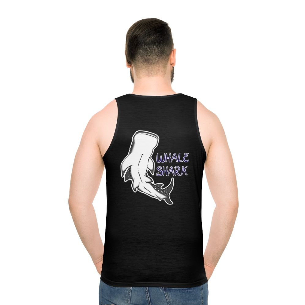 Whale shark unisex tank top with purple and blue design - men back