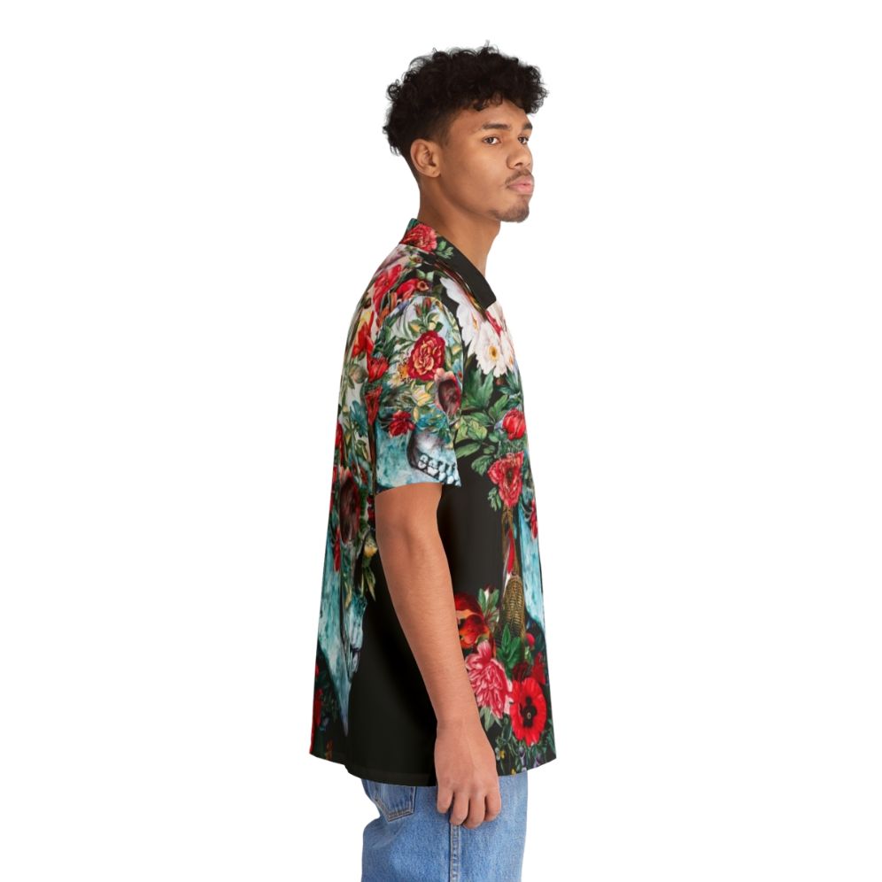 Momento Mori Hawaiian Shirt with Skull and Floral Print - People Pight