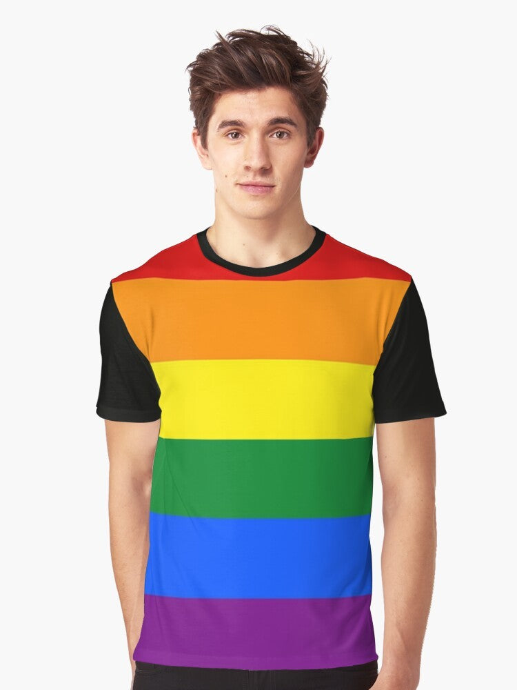 Gay pride flag t-shirt with rainbow graphic design - Men