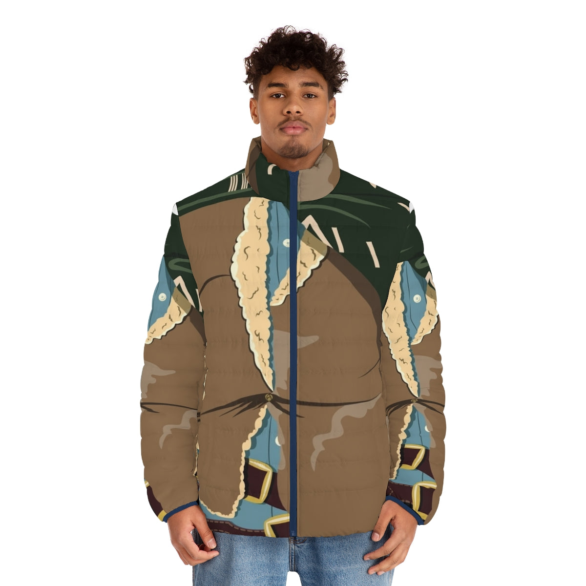 Puffer jacket with no name, inspired by spaghetti western classics - men front