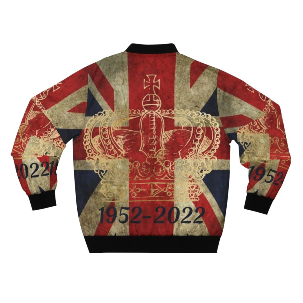 Platinum Jubilee Bomber Jacket with Union Jack Flag and Crown Design - Back