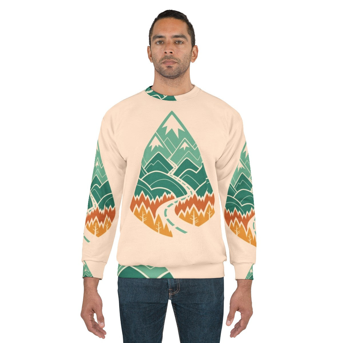 Explore the Road Ahead Summer Sweatshirt with road, mountains, and nature - men