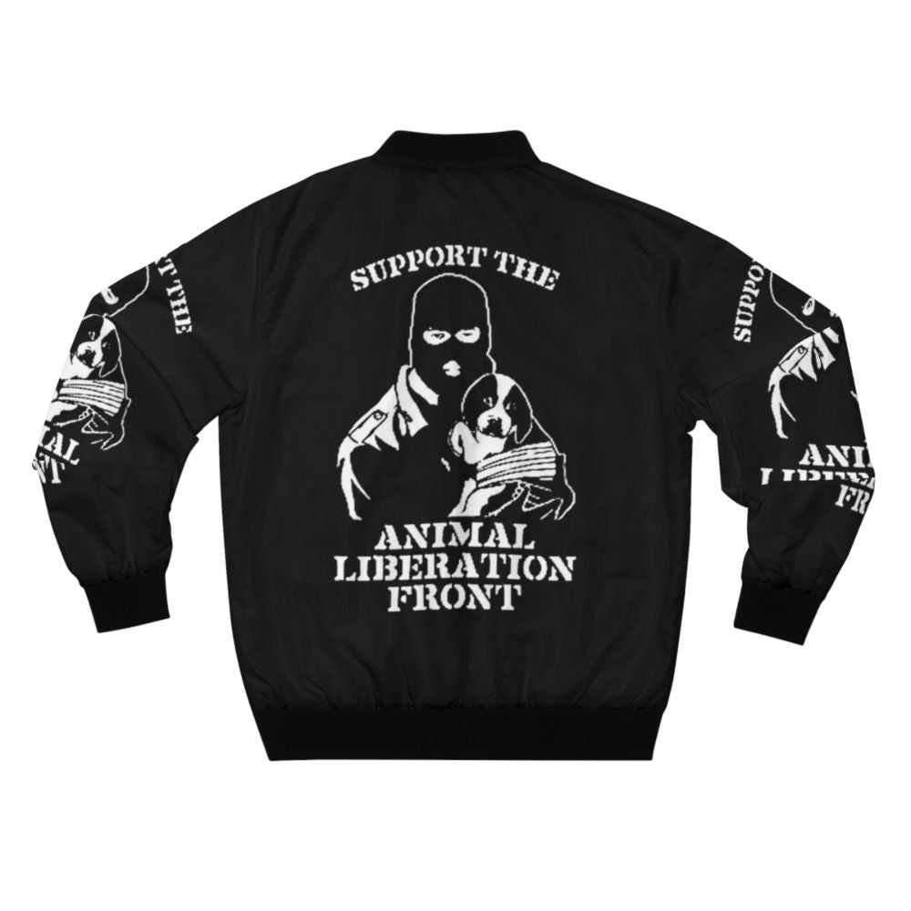 "Animal Liberation" vegan bomber jacket with animal rights graphic - Back