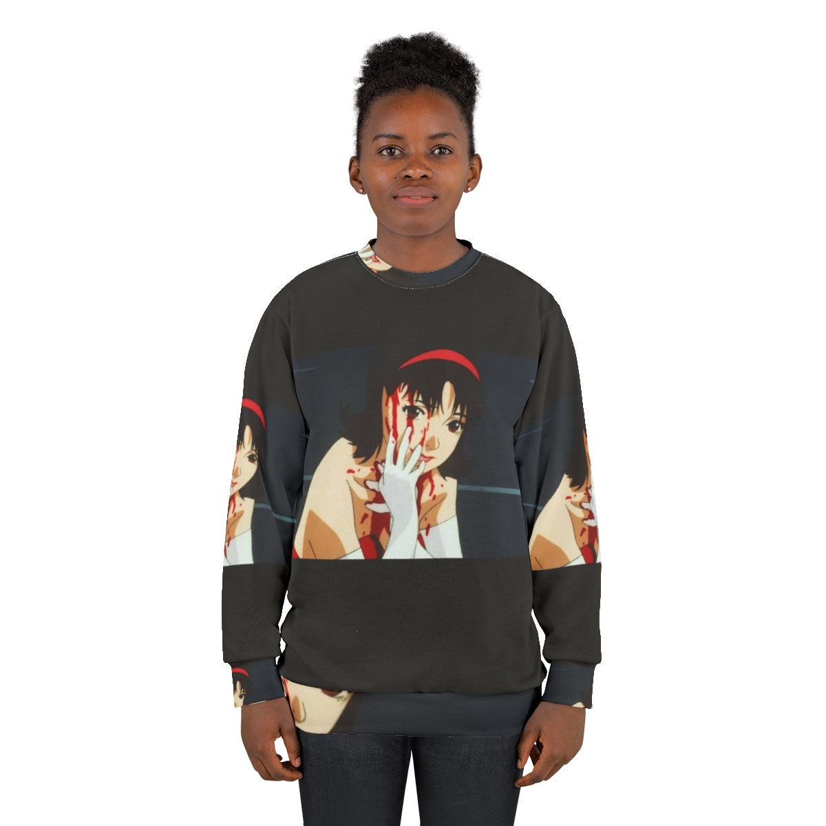 Perfect Blue Anime Sweatshirt with Blood and Final Fantasy Imagery - women