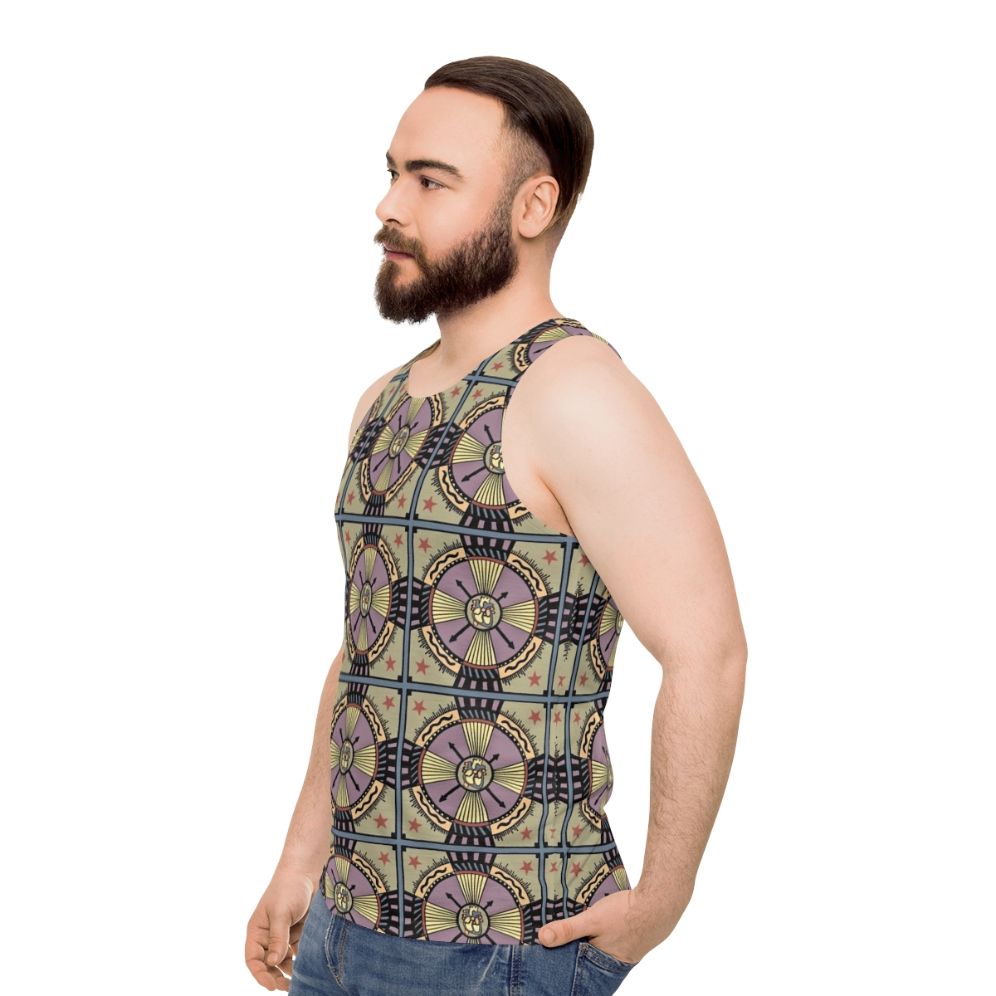 Unisex tank top with inspirational heart design and mandala pattern - men side