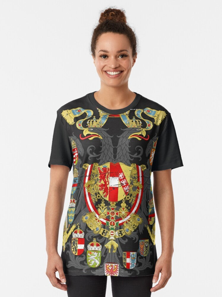 Vintage Austrian Empire flag graphic printed on a t-shirt - Women