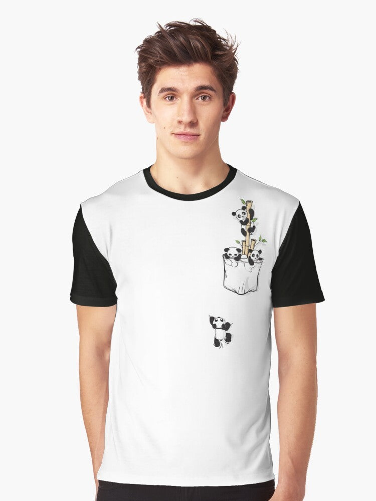 Cute pocket pandas vector graphic design on a t-shirt - Men