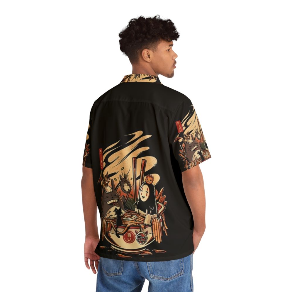 Ramen noodle pattern Hawaiian shirt with anime-inspired design - People Back