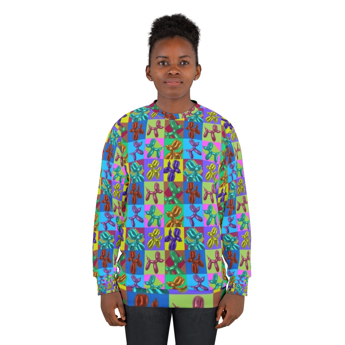 Colorful pop art balloon dogs sweatshirt - women