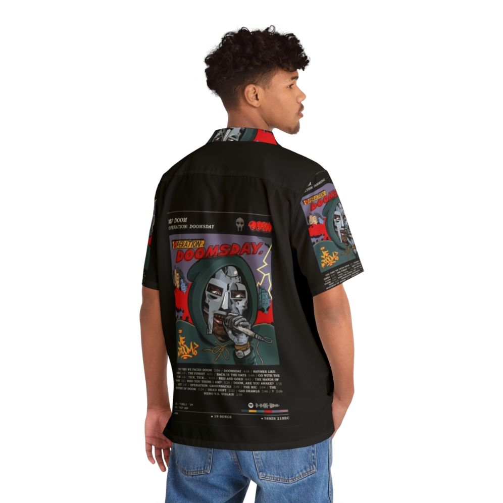 MF DOOM Hawaiian Shirt featuring retro album poster design - People Back