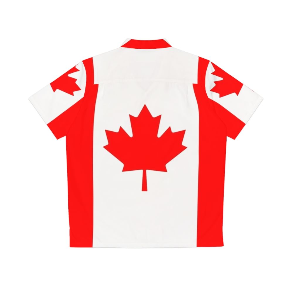 Canadian flag printed on a Hawaiian style shirt - Back