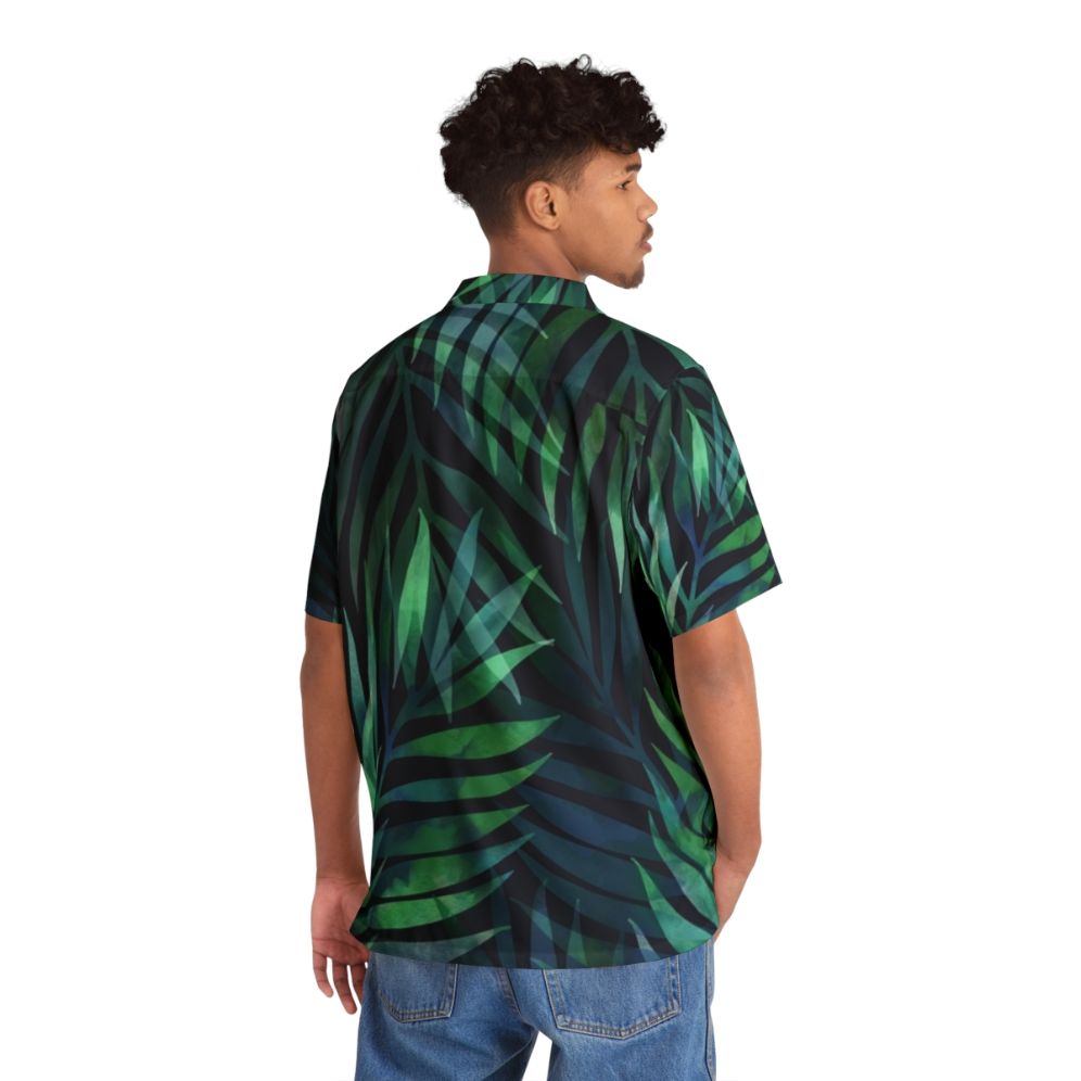 Dark green palm leaves pattern on a hawaiian shirt - People Back