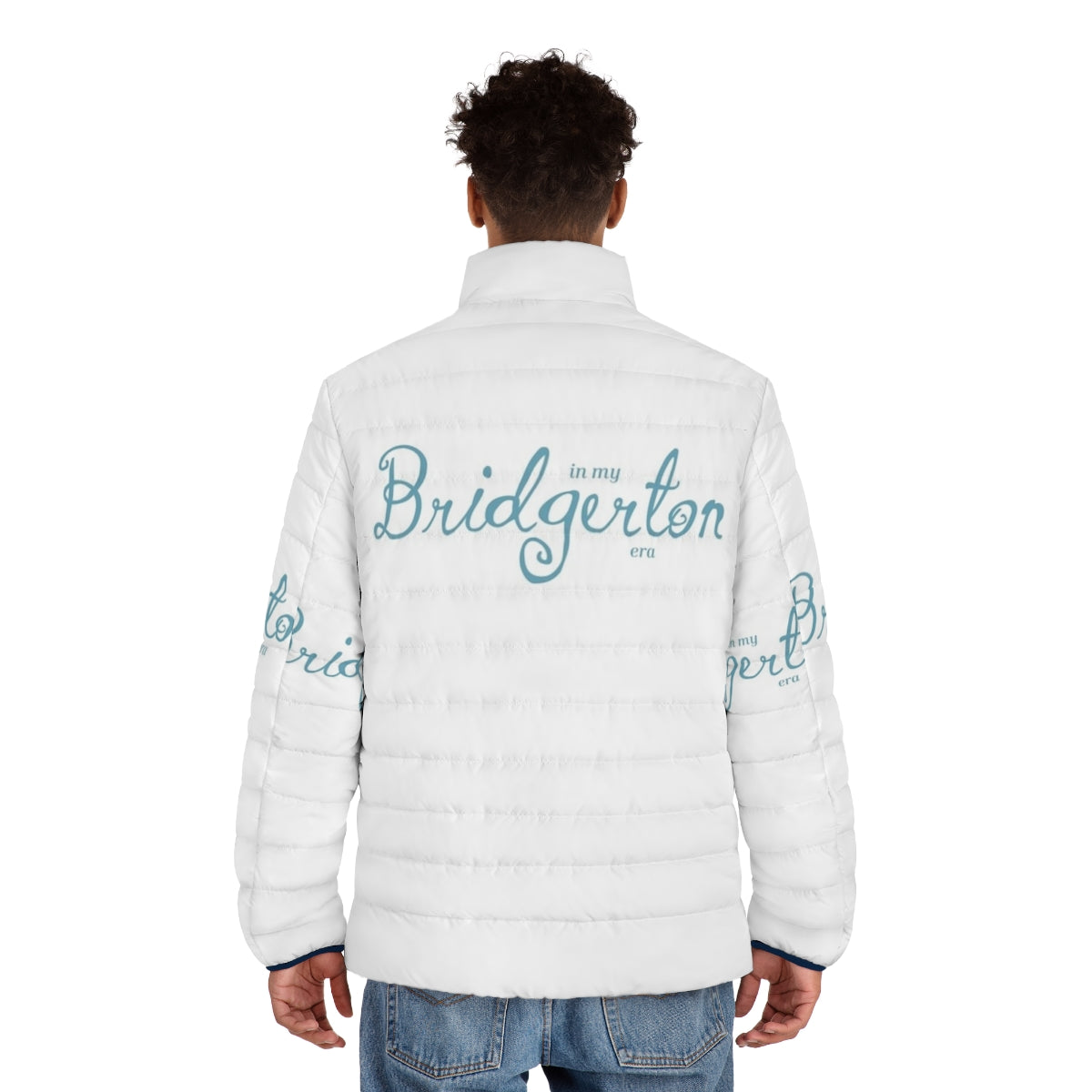 Bridgerton Era Blue Puffer Jacket - men back