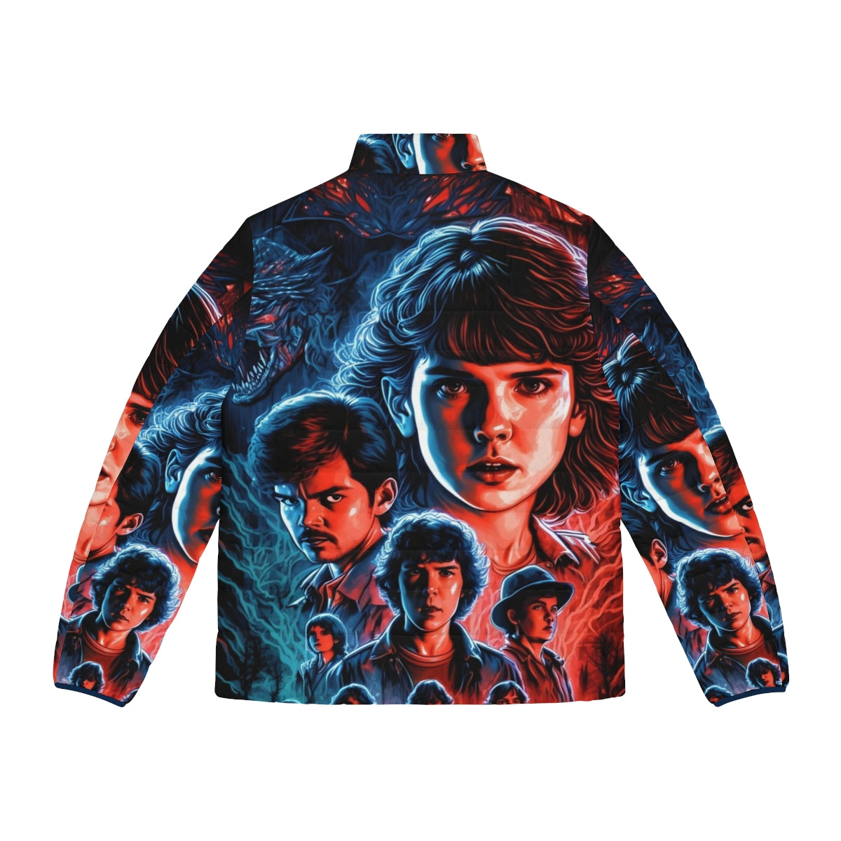 Stranger Things Japanese Style Anime Puffer Jacket - Back