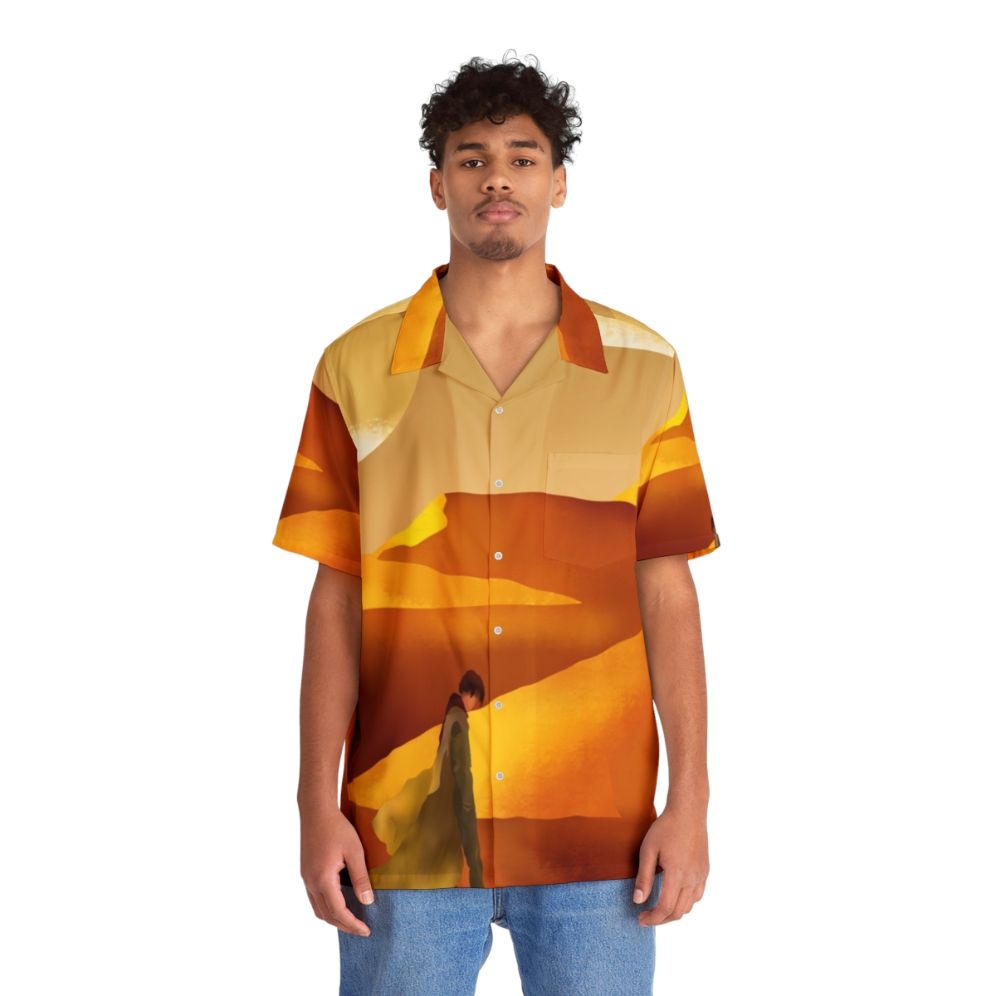 Dune movie inspired Hawaiian shirt with sandy landscape and moons - People Front