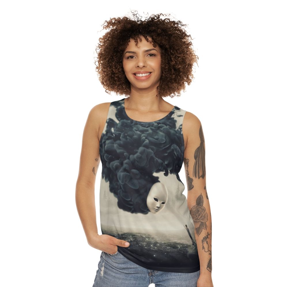 Dark surrealism unisex tank top with selfie design - women