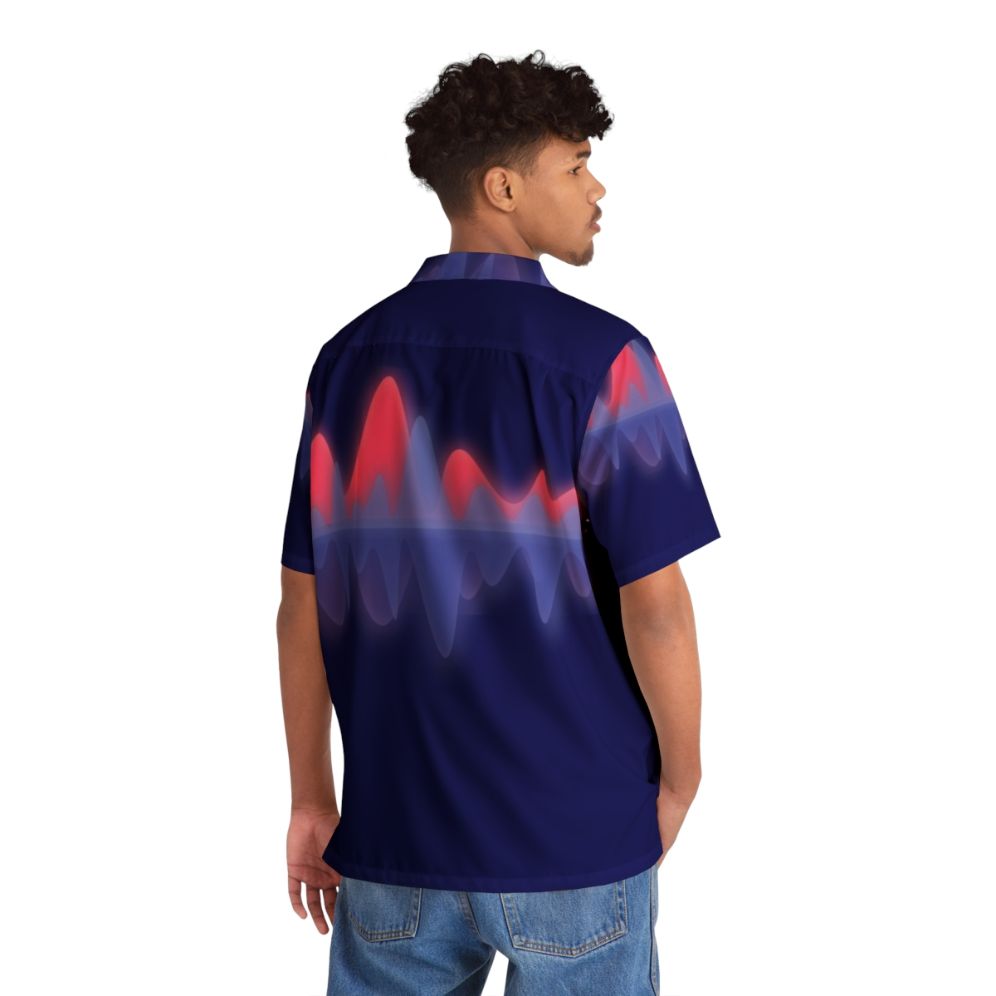 Vibrant Hawaiian shirt with audio wave pattern for music enthusiasts - People Back