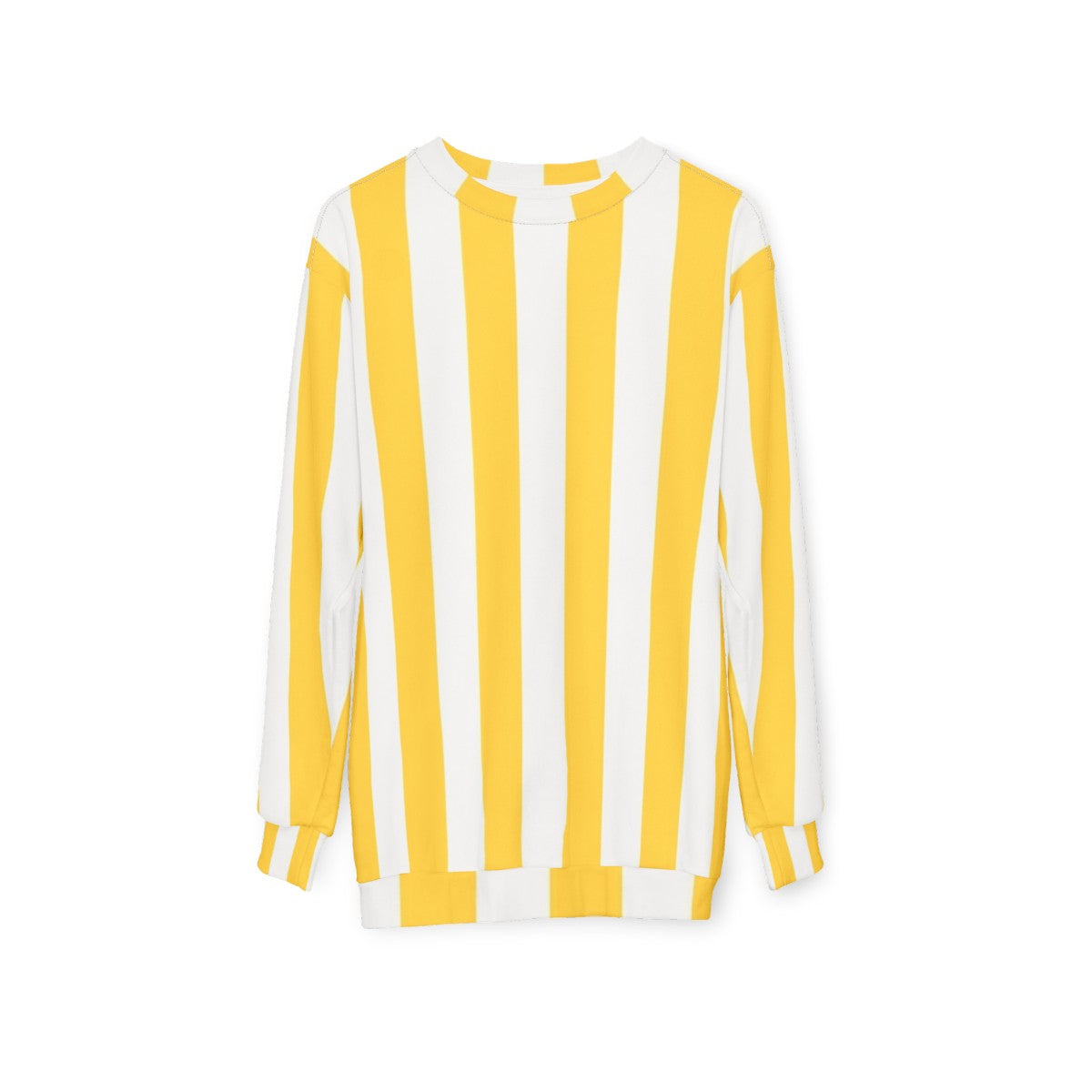 Vintage-style yellow and white vertical stripes sweatshirt - hanging