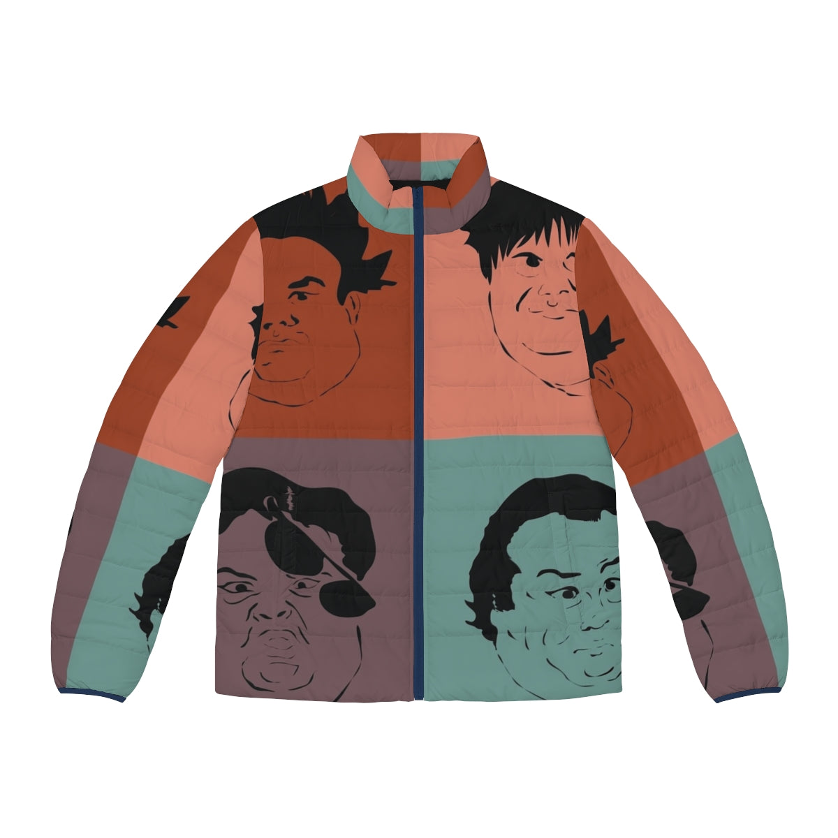 Chris Farley Motion Puffer Jacket with Expressionist Face Art Design