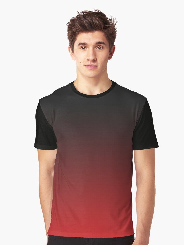 Black to red ombre gradient graphic t-shirt - Men