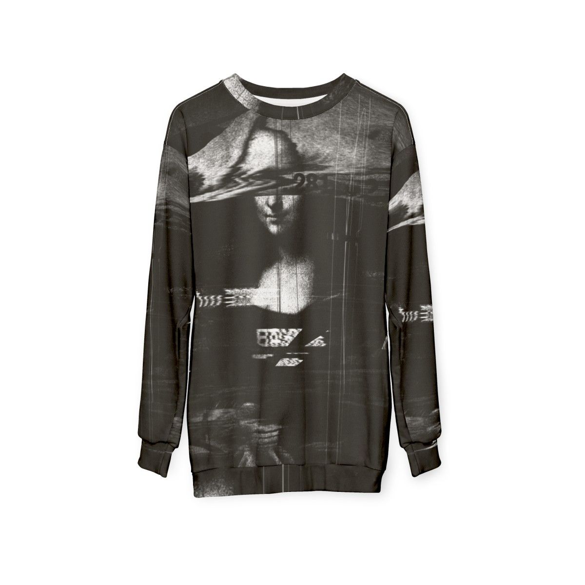 Mona Lisa Glitch Art Sweatshirt - hanging