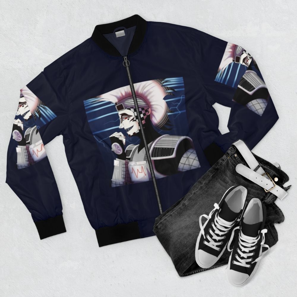 Electric Engine Bomber Jacket - Inspired by Starlight Express character Electra - Flat lay