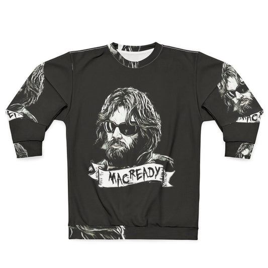 "The Thing Macready Sweatshirt featuring John Carpenter's 80s horror classic"