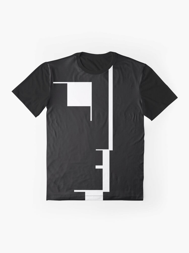 Bauhaus inspired goth graphic t-shirt with industrial and alternative design - Flat lay