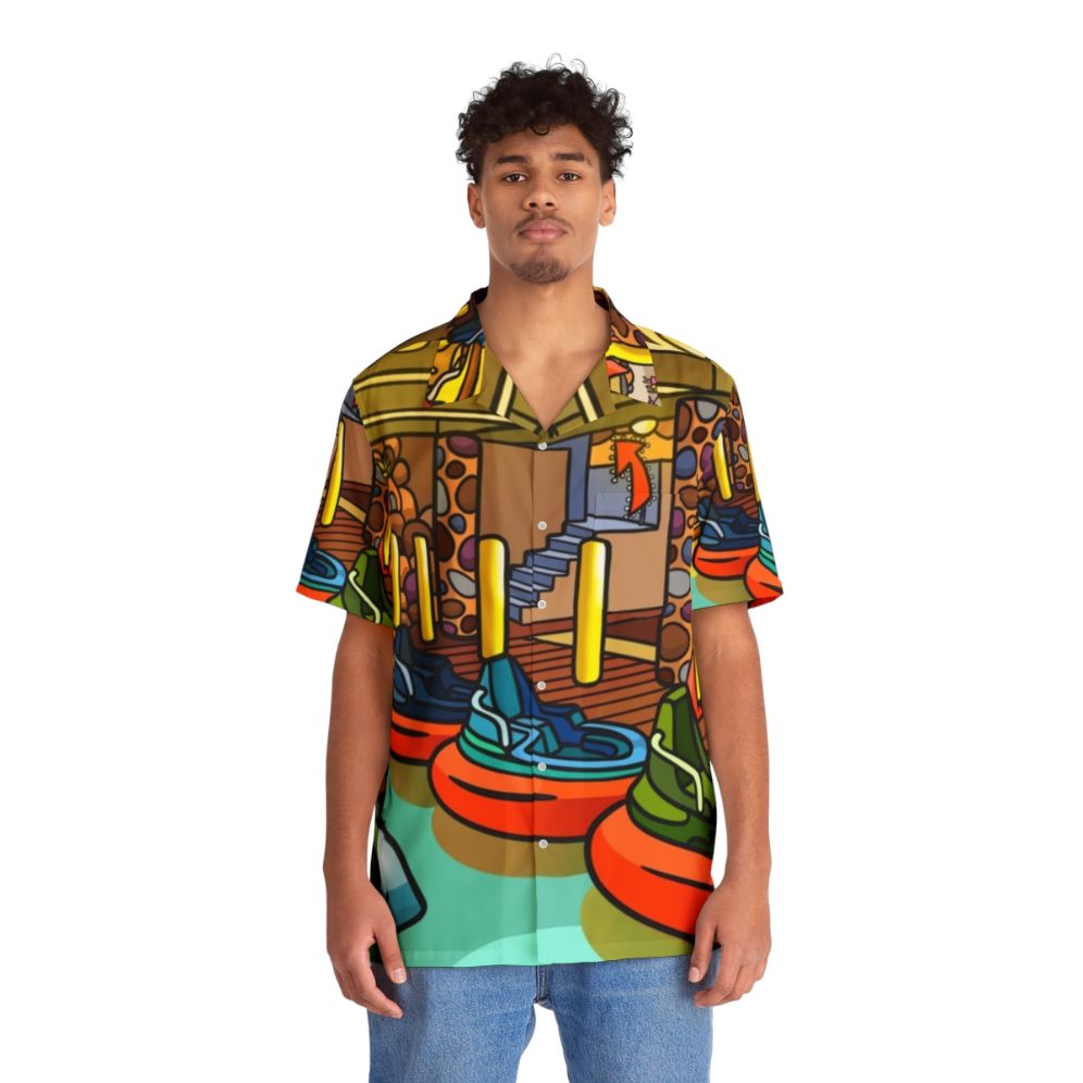 Bumper Boats Hawaiian Shirt featuring a scary shark design - People Front