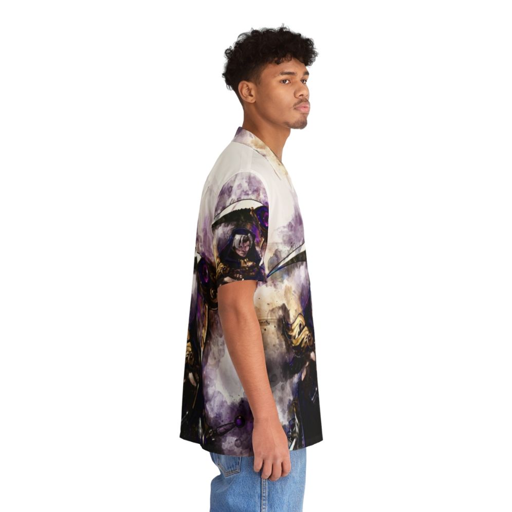 Watercolor Hawaiian shirt with Hades and Zagreus inspired design - People Pight