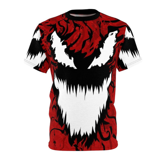 Carnage-themed t-shirt with a bold, all-over print design