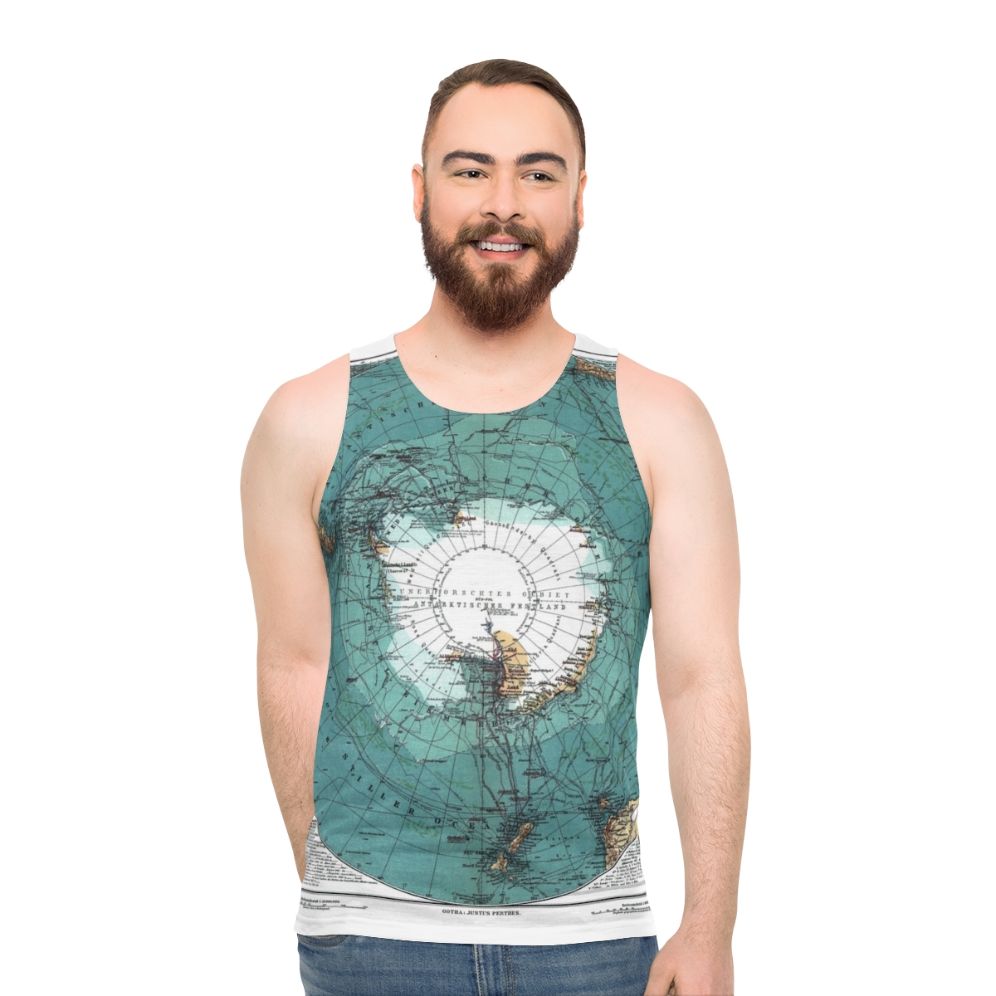 Vintage Antarctica map unisex tank top - men