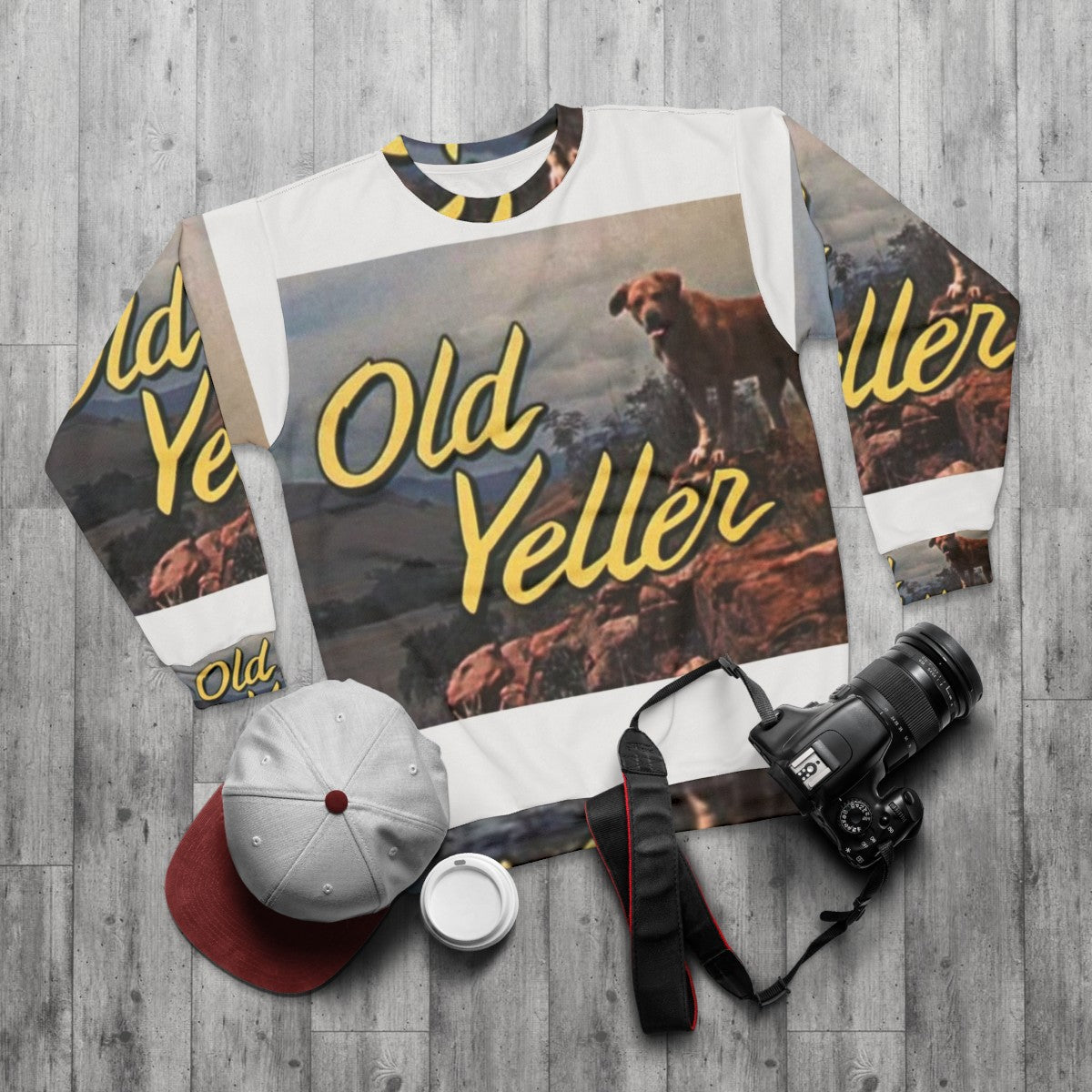 Old Yeller Sweatshirt with Filthy Frank Inspired Design - flat lay