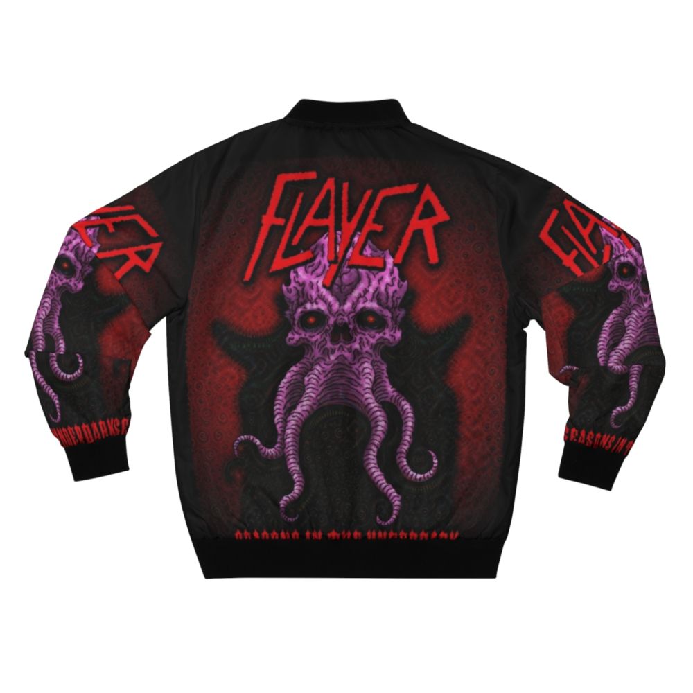 A bomber jacket featuring a mind flayer design, inspired by the Dungeons and Dragons universe. - Back