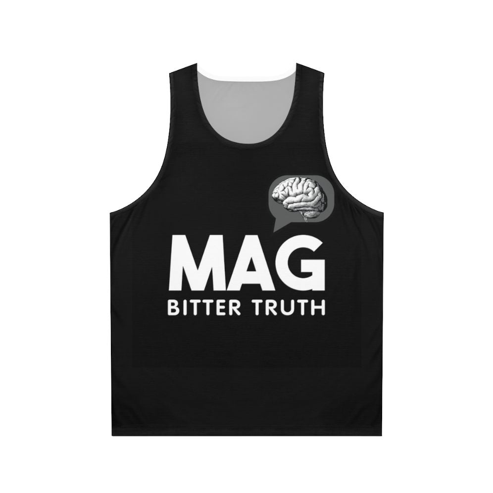 Trendy unisex tank top with graphic design