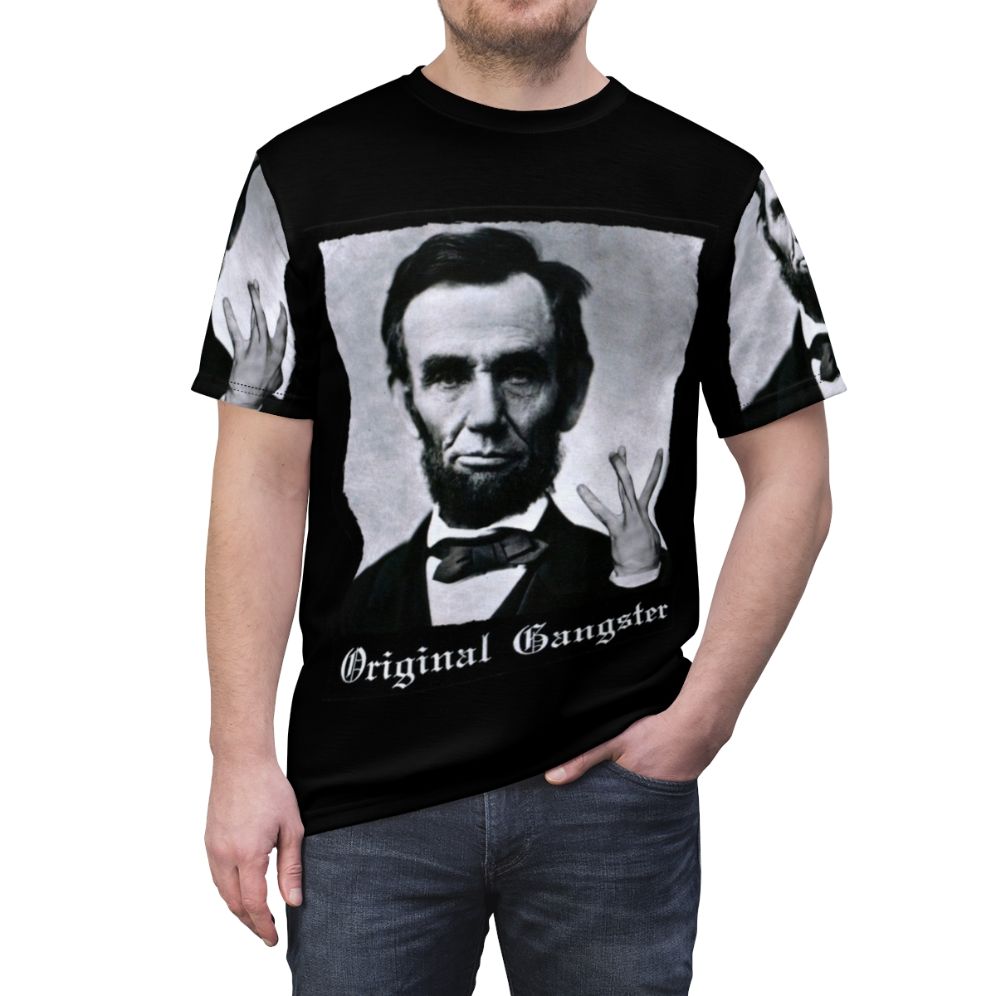 Vintage-inspired Abraham Lincoln original gangster graphic t-shirt - men front