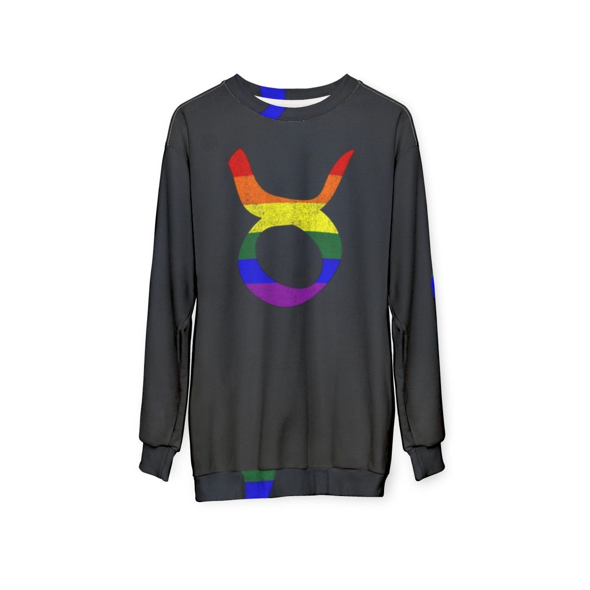 Taurus zodiac LGBTQ pride flag sweatshirt - hanging